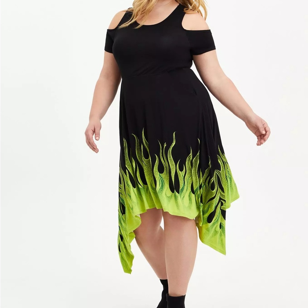 Torrid Maleficent Inspired Black Dress with Green Flames